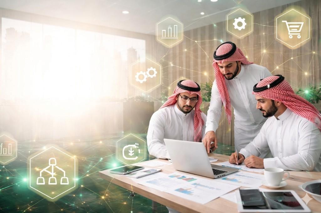 فريق عمل في بيئة مكتبية حديثة